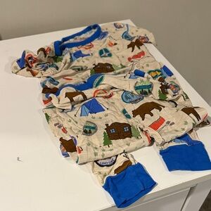 Little Sleepies Nature camping Print Pajama Set - Cream and Blue